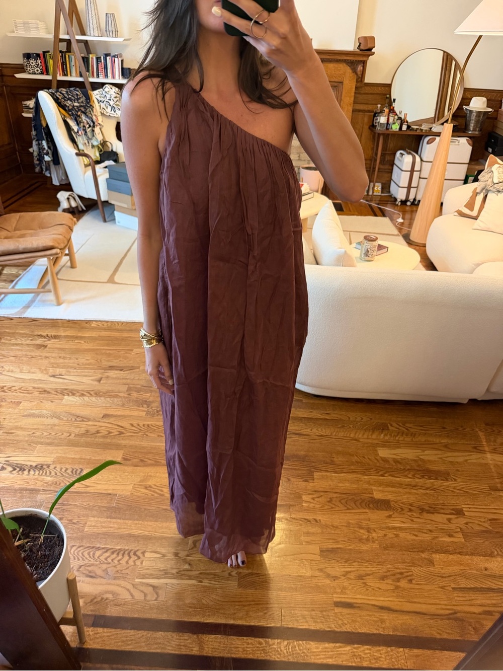 Massimo Dutti One-Shoulder Maxi Dress in purple - Size 4 US